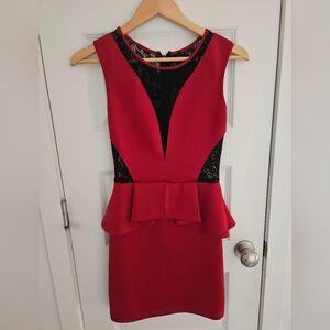 Red and Black Lace Short Dress size Medium